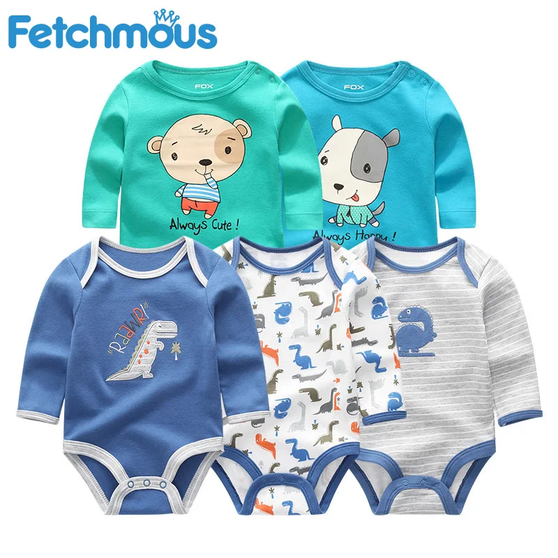 Baby Boy Clothes 5Pcs Full Sleeve Girl Bodysuits Clothing Cotton Newborn Infant Jumpsuit Costumes roupas de bebe 2021 bebes | Детская