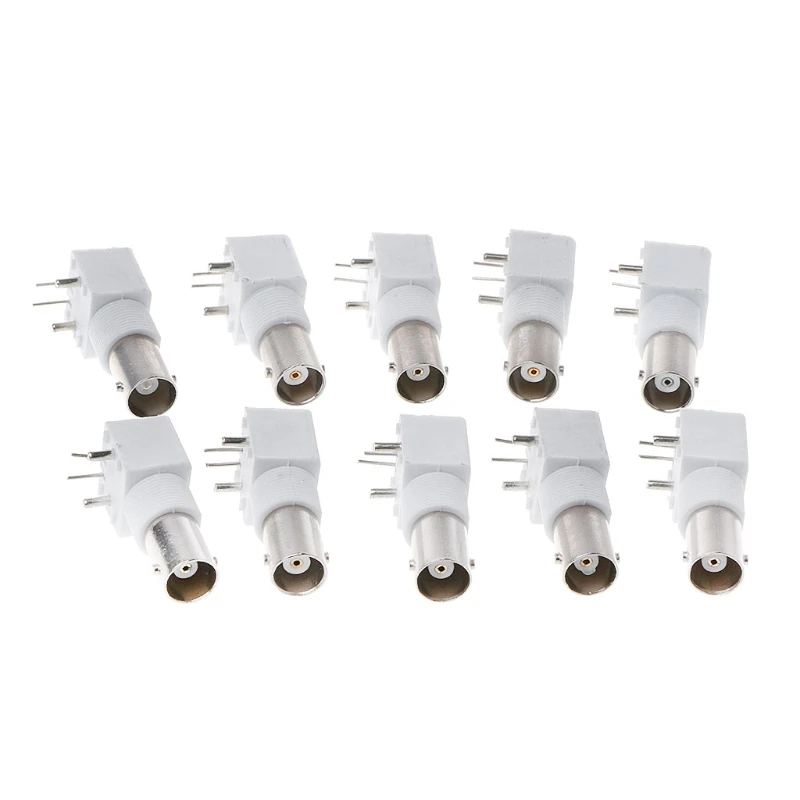

10x PC Board PCB Mount Right Angle BNC Female Jack With Bulkhead Connector