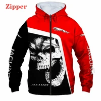 jaguar car logo skulls 3d print hoodie for men zipper sweatshirt hip hop harajuku casual pullover motorcycle jacket man clothing