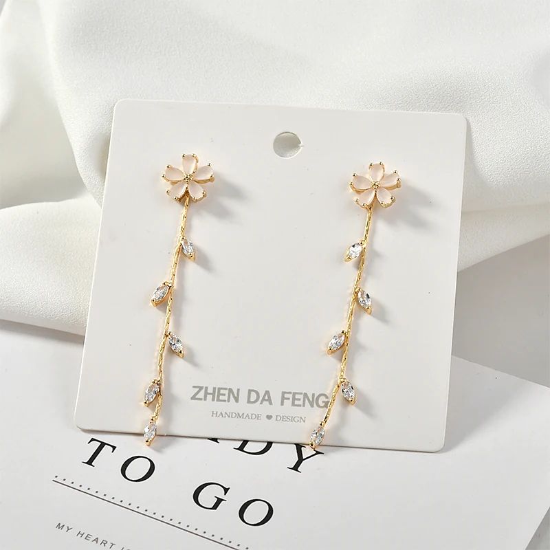Весенние и летние серьги гвоздики в виде цветов стразы S925 иглы сделай сам Длинные