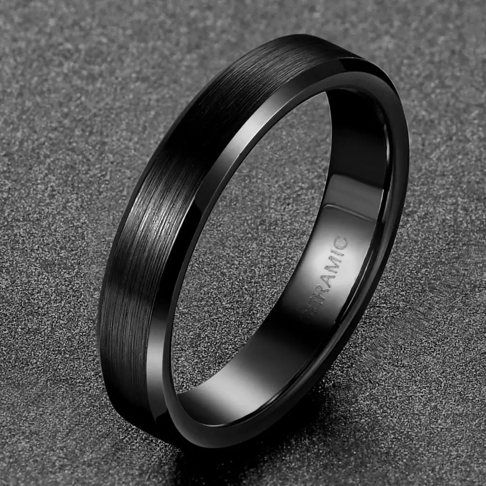 4mm So men кольцо мужское черное керамическое кольцо матовый любовь Обручальное кольцо Обручальные кольца модные мужские ювелирные изделия Gilft Bague Homme 8 мм/6 мм/4 мм - Цвет основного камня: 4mm