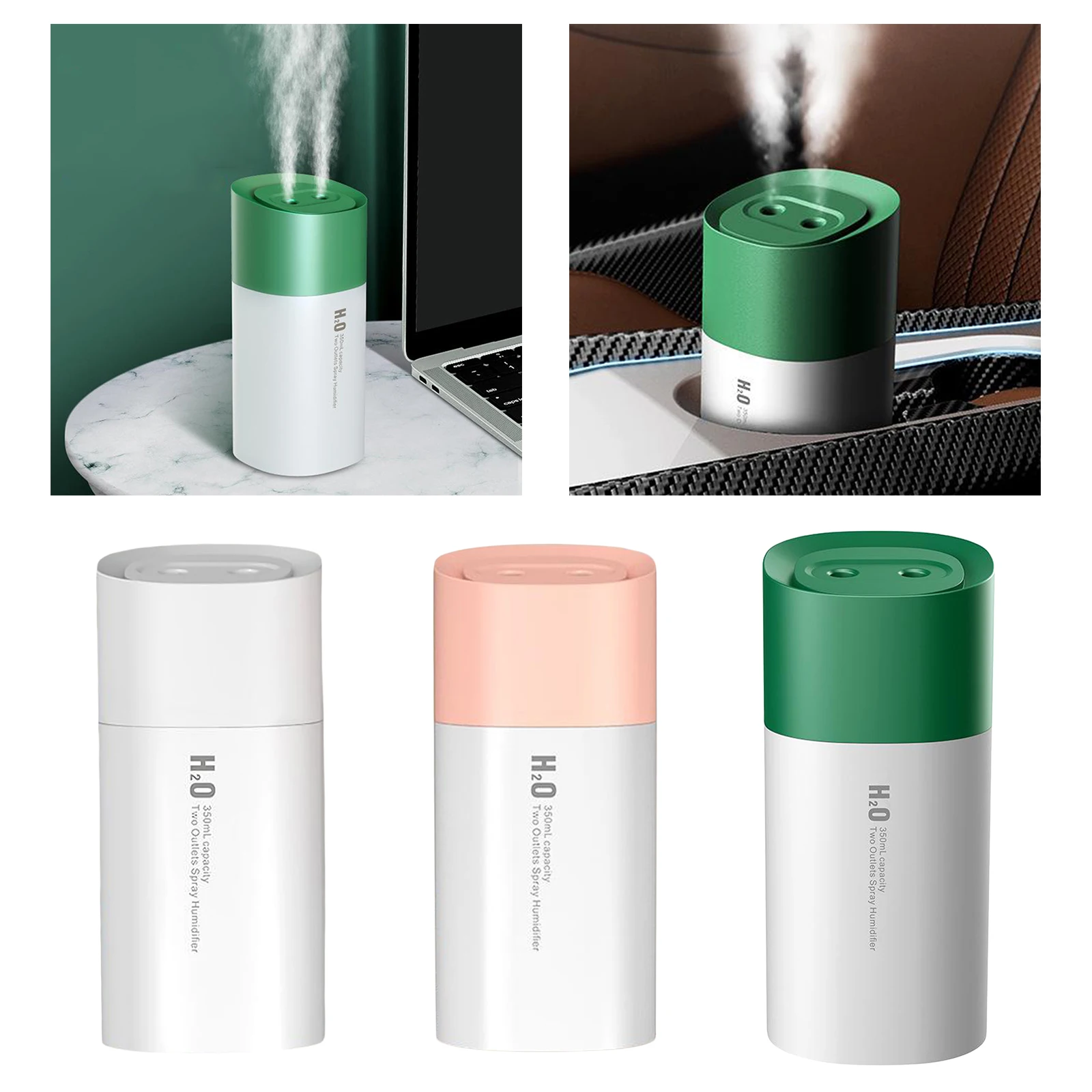 

Cool Mist Humidifier Portable Mini USB Air Humidifier for Car Travel Office Baby Bedroom Home with Colorful Night Light 350ML