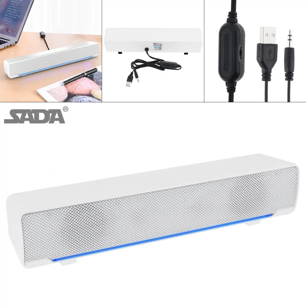 

V-196 SADA Strip Speaker Wireless Desktop Multi-media Sound Bar with Dual Speaker DSP and Mixing Sound for Household / Office