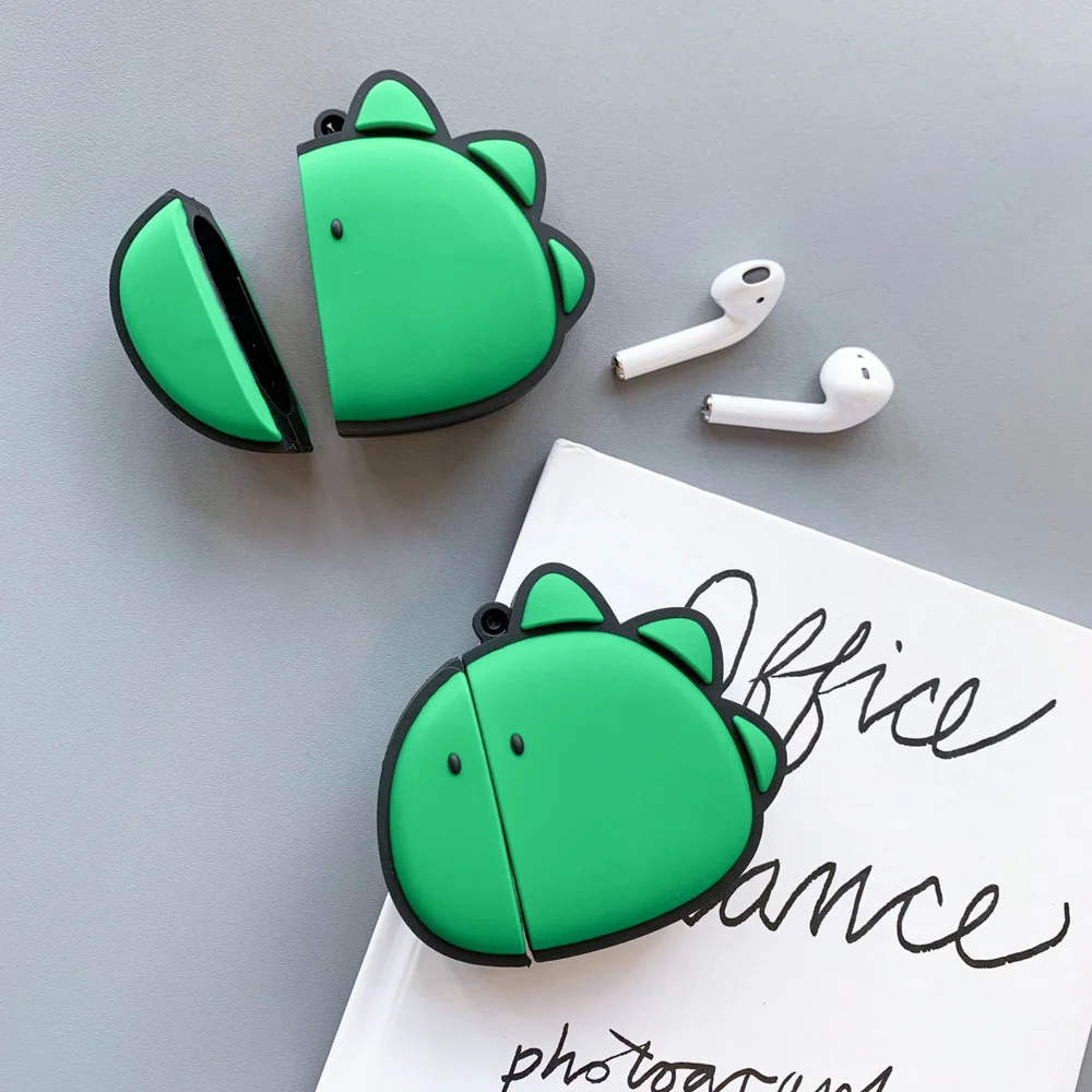 3D мультяшный Зеленый Динозавр чехол для Air pods 1 2 Чехол Apple Airpods беспроводная Bluetooth