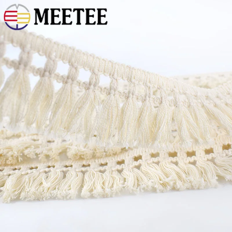 20Meters 45mm Wide Beige Cotton Fringe Lace Trim Fabric Tassel Ribbon DIY Sewing Curtain Edge Home Decor Garment Craft Material | Дом и сад
