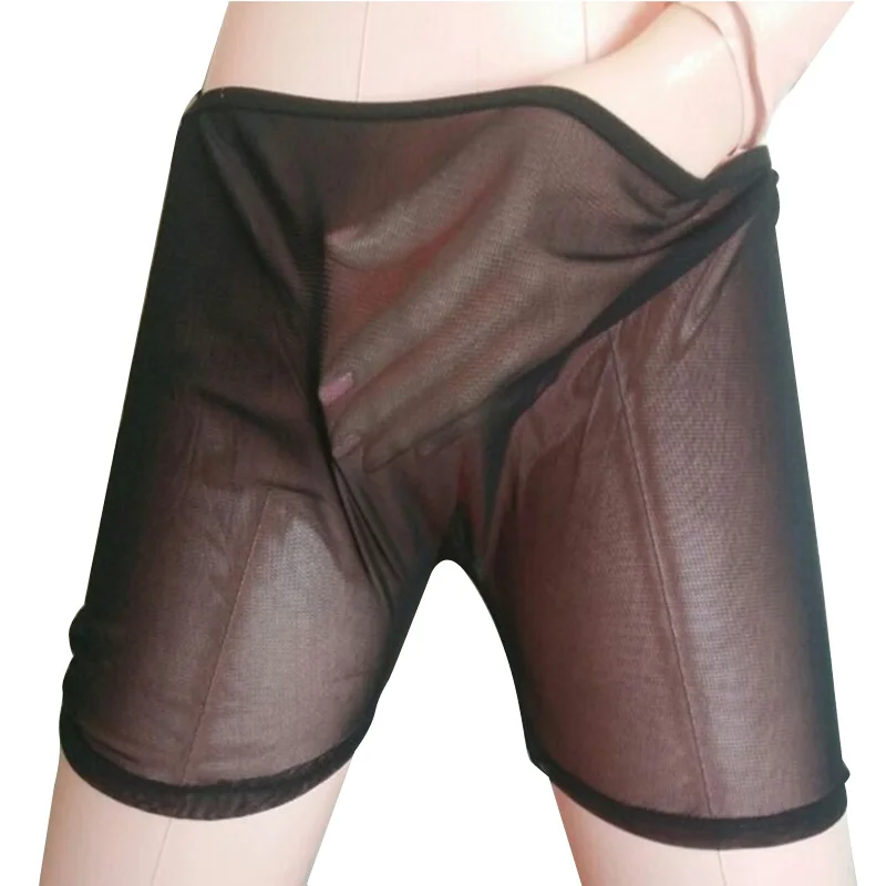 Sexy Mens See-Through Mesh Loose Lounge Boxer Shorts Underwear Sexy Lingerie Trunks Comforty Breathable Summer