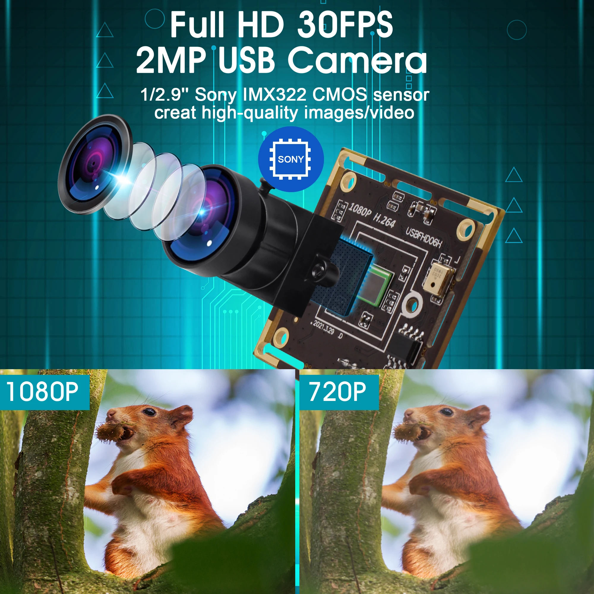 1080P Low Light Camera 0.01Lux Sony IMX322 UVC H.264 Wide Angle 170degree fisheye USB Webcam Module for Machine Vision | Безопасность и
