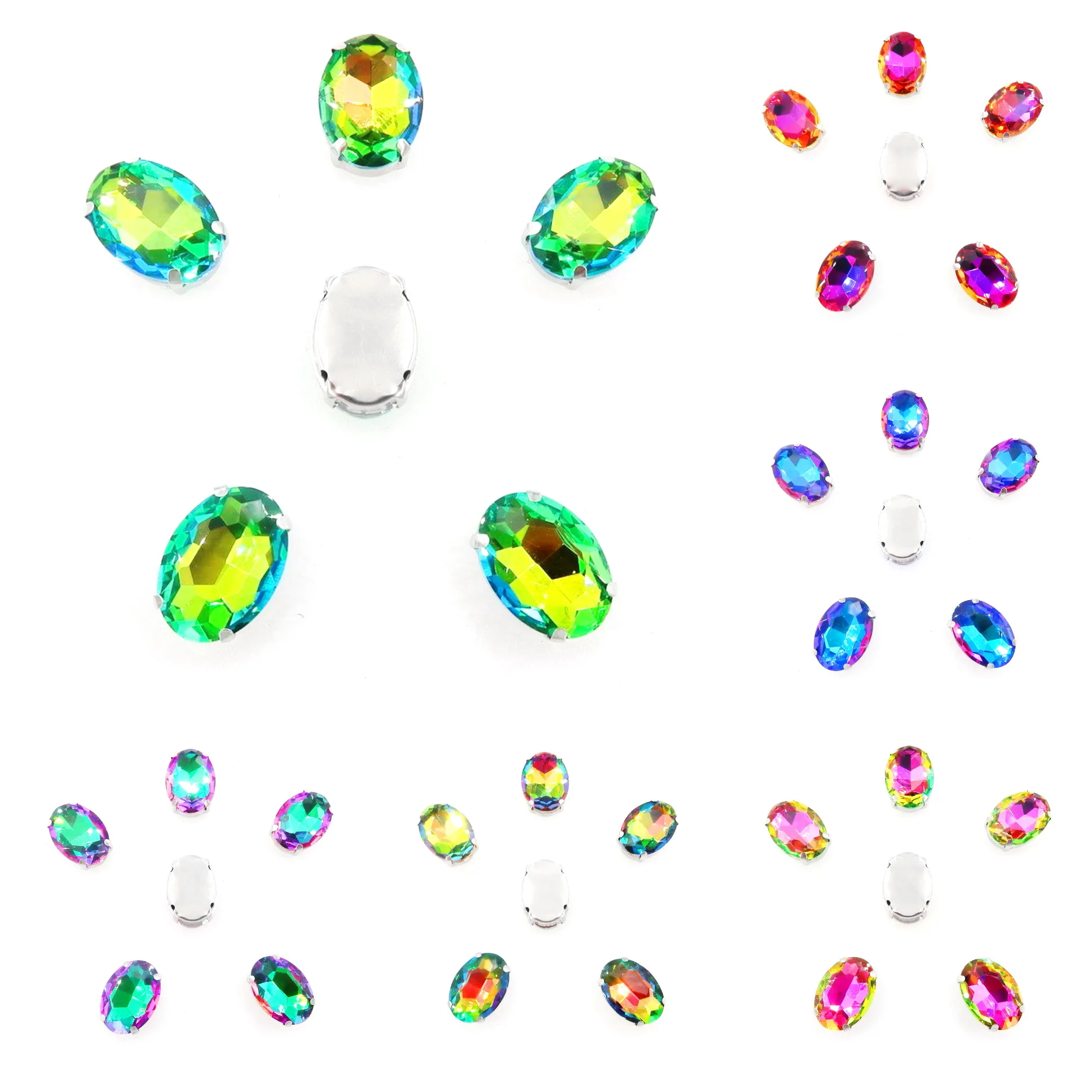 Стеклянные кристаллы серебряные коготь настройки 7 размеров смешанные цвета