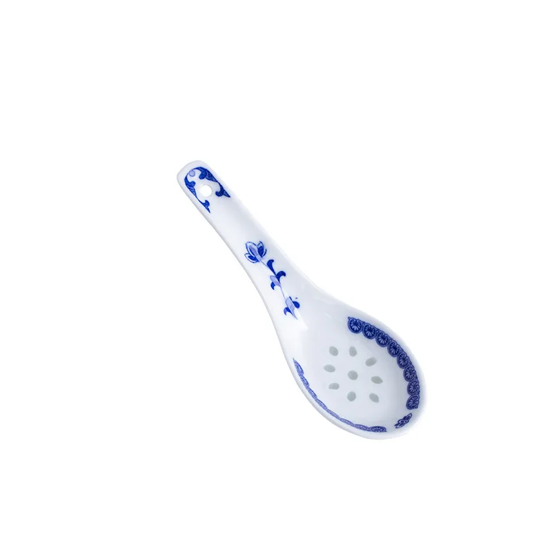 

5pcs Convenient Ceramic Spoon Multi-Function Chinese Style Scoop Porridge Spoon Tableware Soup Spoon For Home Restaurant