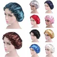 women silk satin night sleep cap shower caps hair care beauty bonnet hat head cover elastic band