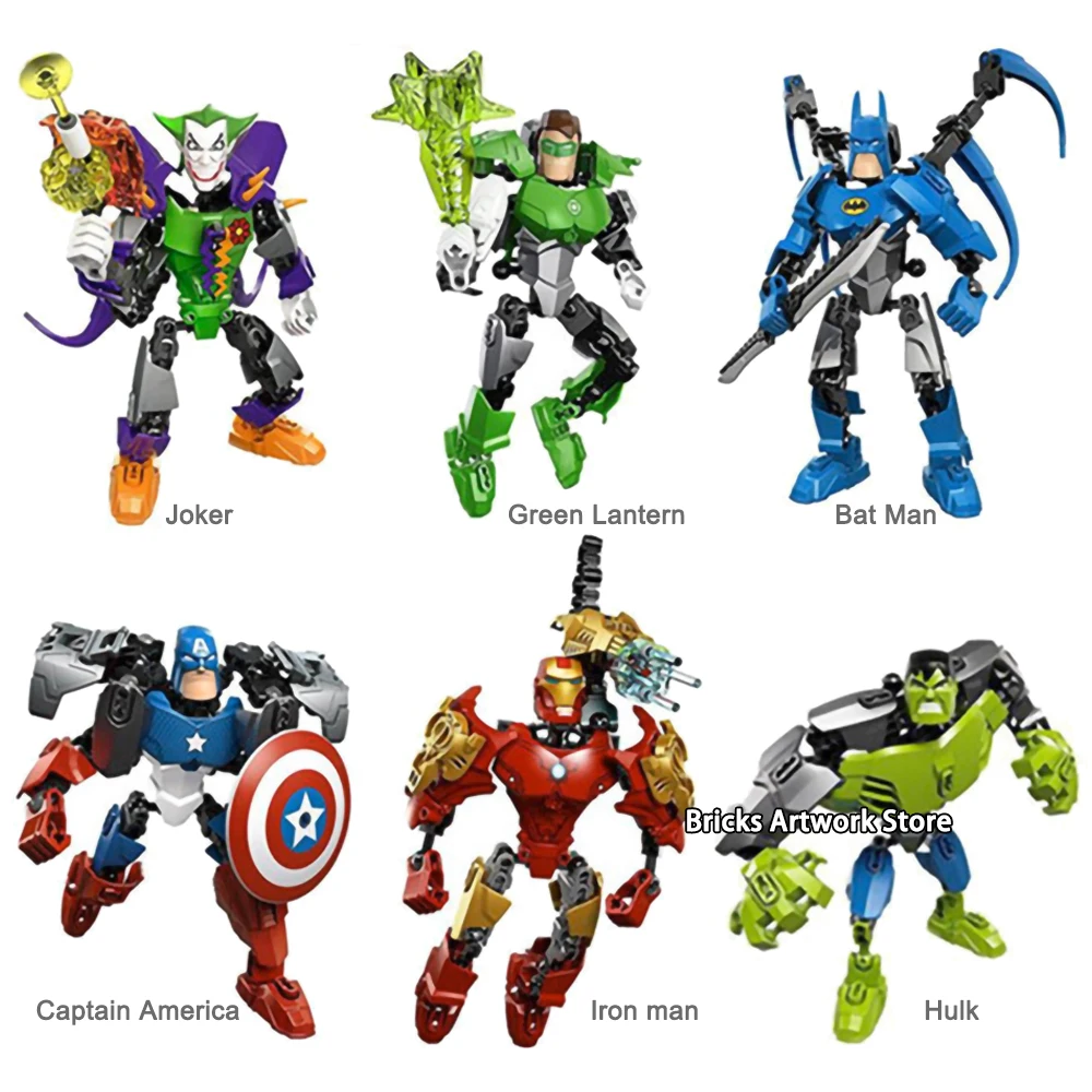 8 шт., подходят для супергероев Marvel, Мстителей, Капитана Америки, Бэтмена, мини-фигурки, DIY Модель, строительные блоки, игрушки для детей, подарок