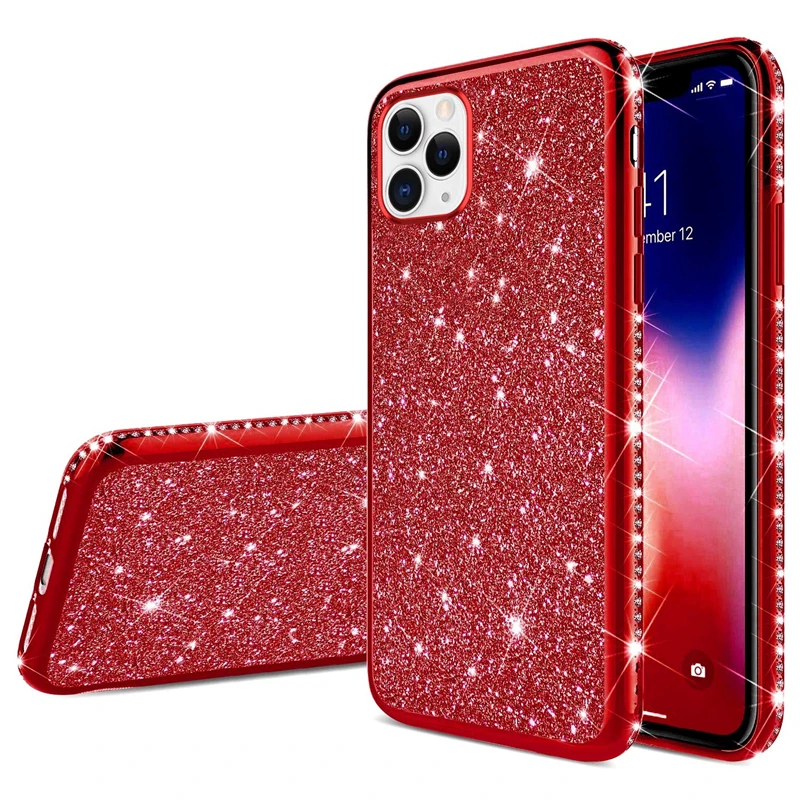 Роскошный силиконовый чехол со стразами для iPhone 11 Pro max XR XS MAX X чехлы iphone 6 6s 7 8 plus