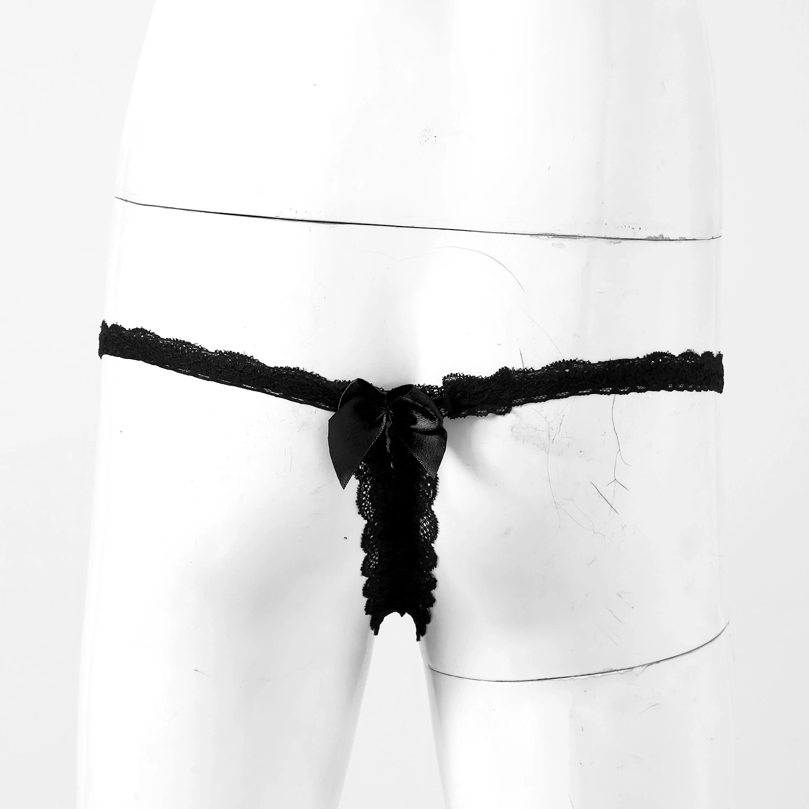 Мужские кружевные стринги с открытой промежностью нижнее белье прозрачные