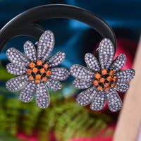 2021 new luxury trendy flower blossom drop pendant shape aaa full cubic zirconia drop dangle earrings for women girls jewelry