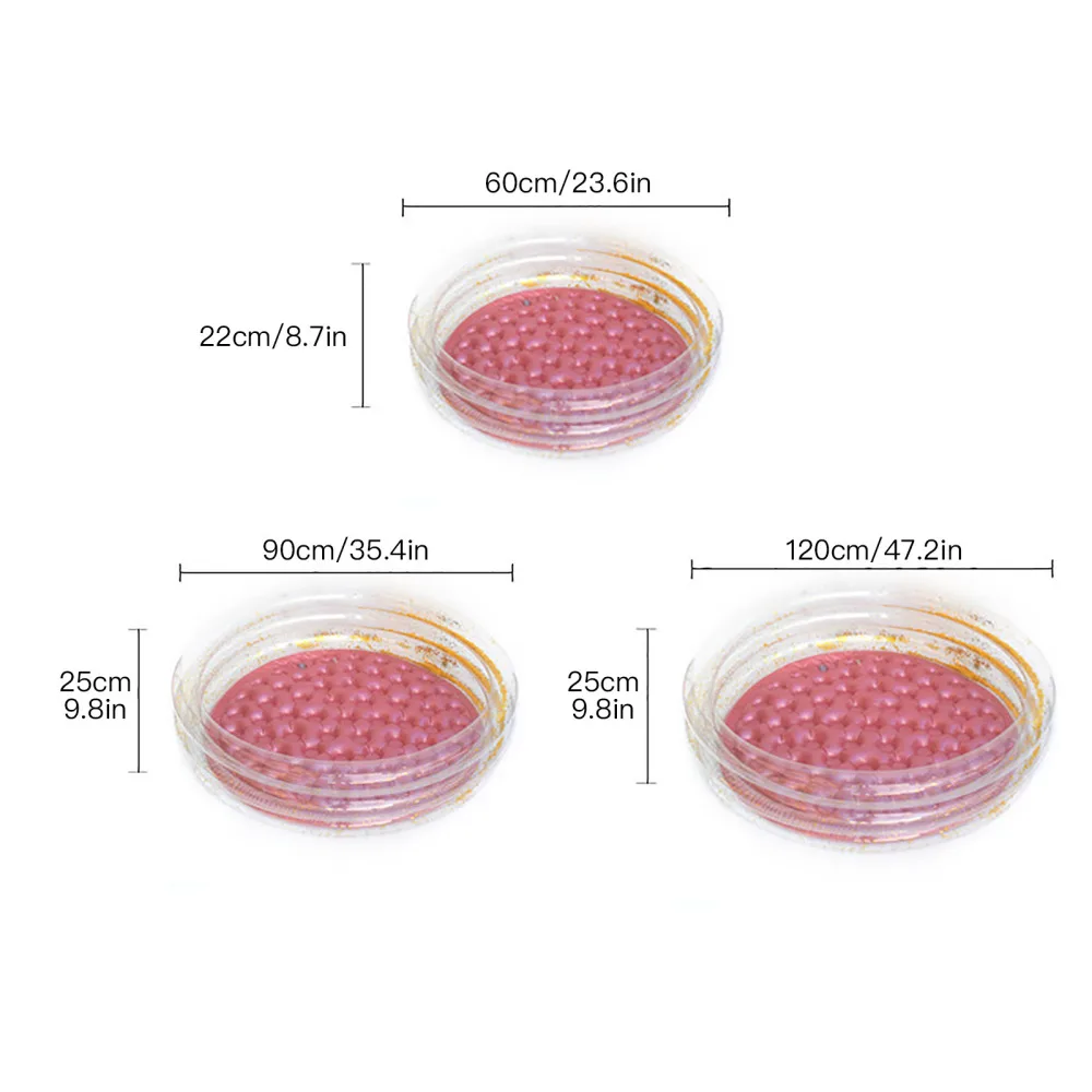Надувной бассейн с блестками детский большой розовый для девочек Круглый