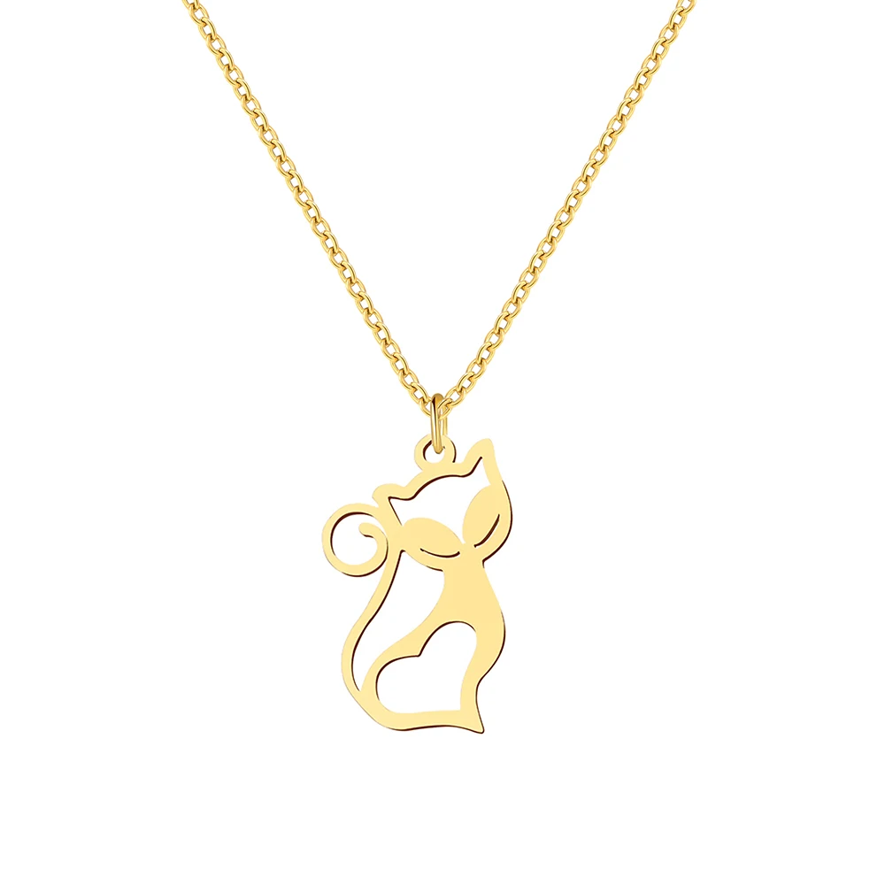 Ожерелья из нержавеющей стали подвески в форме сердца кота цепочка чокер