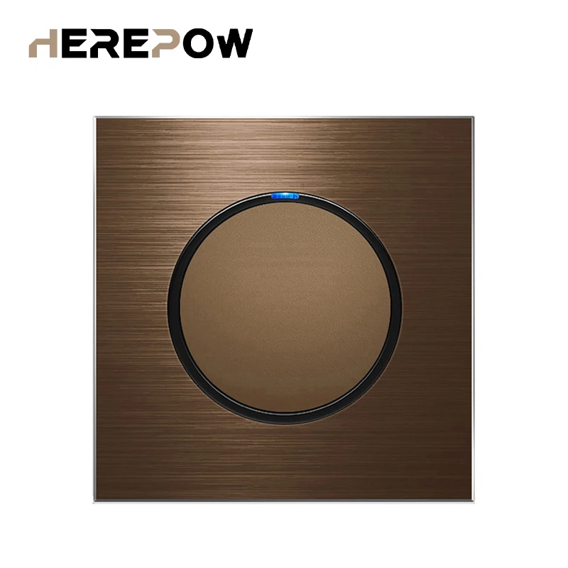 

Herepow Luxurious Random Click On / Off Wall Light Switch With LED Indicator Coffee Aluminum Metal Panel
