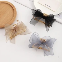 korean net yarn bow hairpin for women girls niche disc shark clip large elegant clip party wedding hair accessories gifts