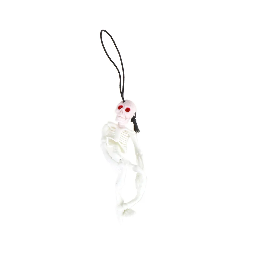 

Pizies Mini Luminous Glow In The Dark Skeleton Hanging Decoration Rubber Scaryskull Toys 2pcs/lot