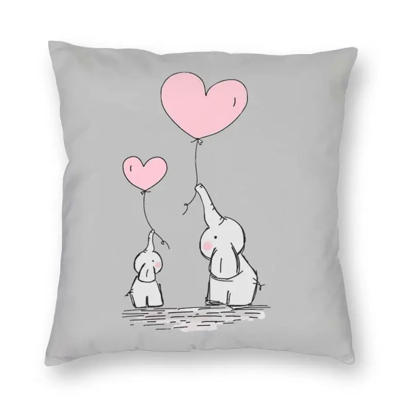 

Наволочка для подушки с изображением милой матери и ребенка слона с розовыми воздушными шарами, наволочка для дивана, домашний декор, мульт...