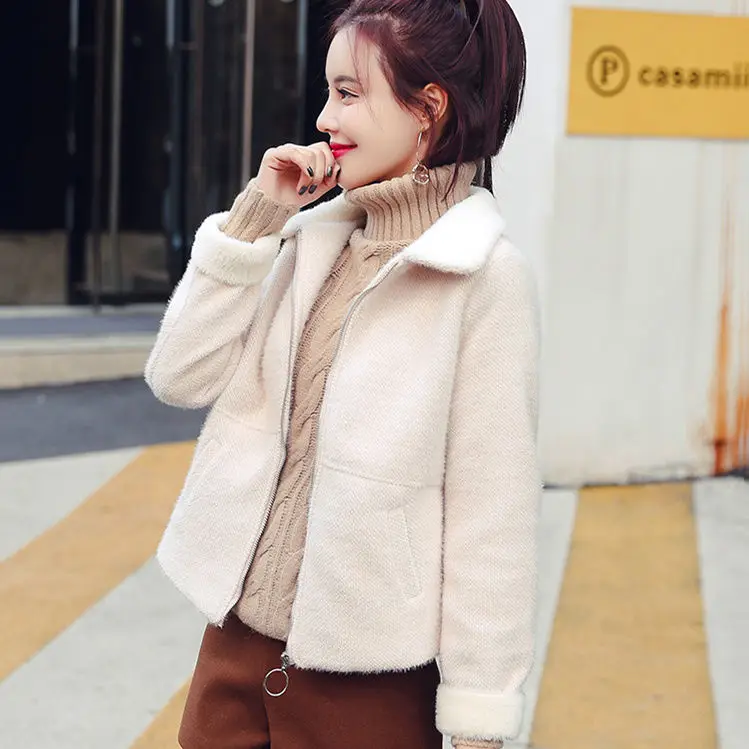 

Women Winter Fashion Thicken Warm Faux Fur Coats Casual Solid White Loose Outwear New Korean Lady Fluffy Faux Fur Jacket C161