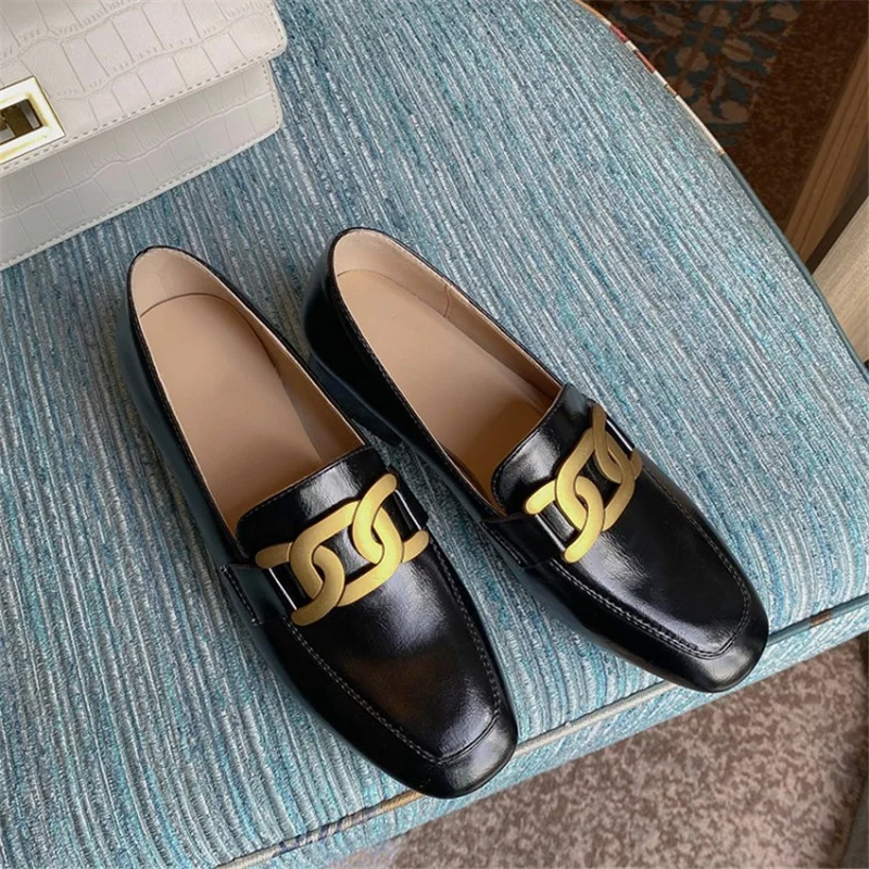 

Prova Perfetto spring Women pumps Metal decoration women's Low Heel fashion ladies casual leather shoes women's loafers 2021 new