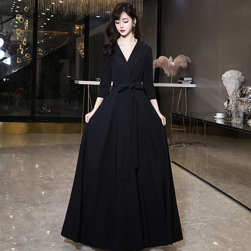 

AE716 Black Evening Dresses Elegant 2020 Evening Gowns Long Formal Evening Dress Styles Women Prom Party Dresses