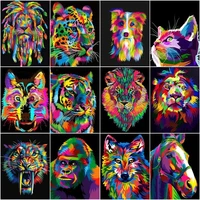 gatyztory colour by numbers lion tiger cat animals handpainted oil painting by number wall art diy for adults gift home decor