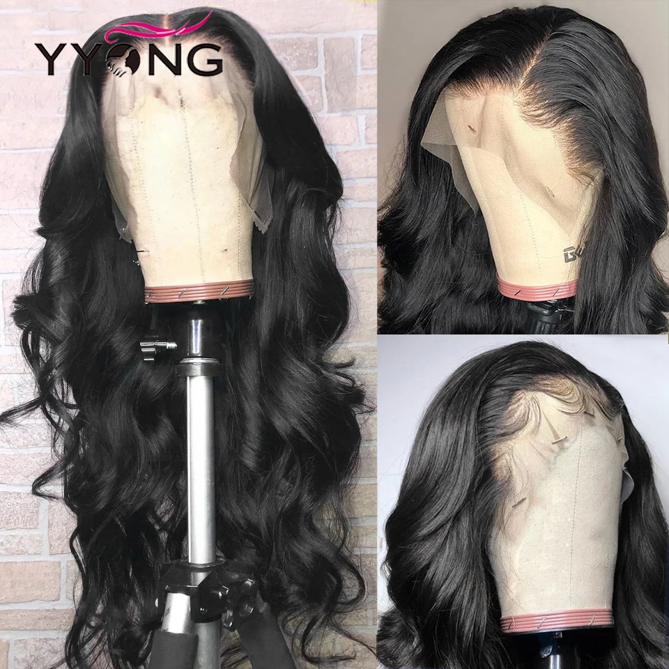 YYong Full 180% 26 Inch Transparent Body Wave 13x6 & 13x4 Lace Front Human Hair Wigs For Black Women Brazilian 4x4 Closure | Шиньоны и