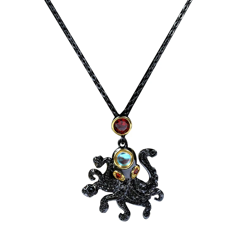 

Ajojewel Black Octopus Vintage jewelry For Women Necklace High Fashion Zircon Animal Pendant Cool Gift Bijoux Femme