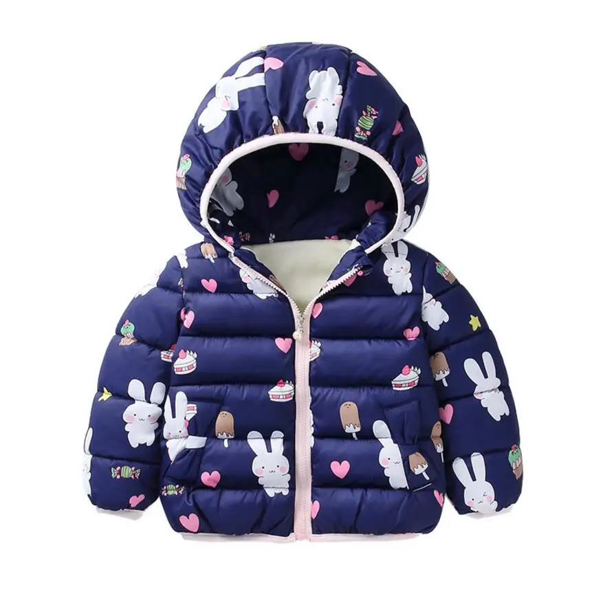 Детский пуховик с капюшоном мультяшным принтом на осень/зиму|Пуховики и парки| |