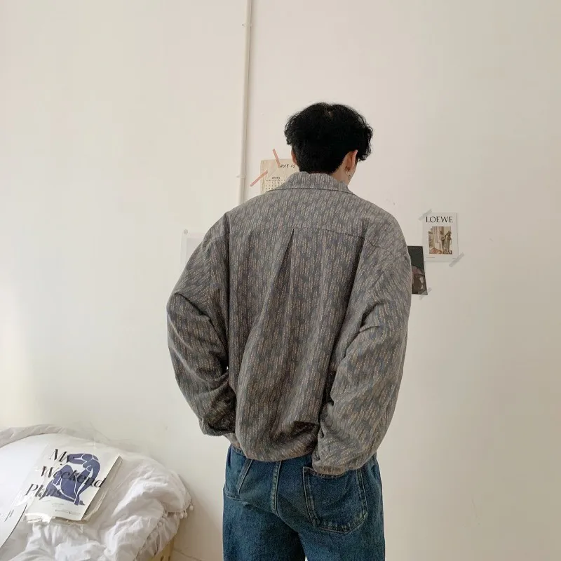 

2020 Spring And Autumn New Trend Youth Loose Print Long Sleeve Shirt Fashion Casual Men's Wild Top Jacket Gray M-2XL