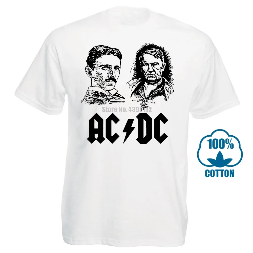 White Никола Тесла Томас Эдисон футболка Никола Тесла ACDC футболка Fat Duck Футболки для девочек Горячая Broadcloth забавная Летняя мода - Цвет: White