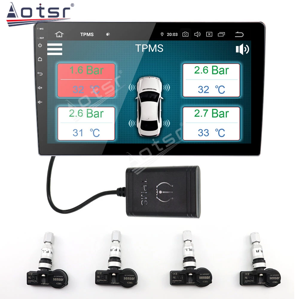 Система контроля давления в шинах автомобиля Aotsr встроенная и внешняя система 4
