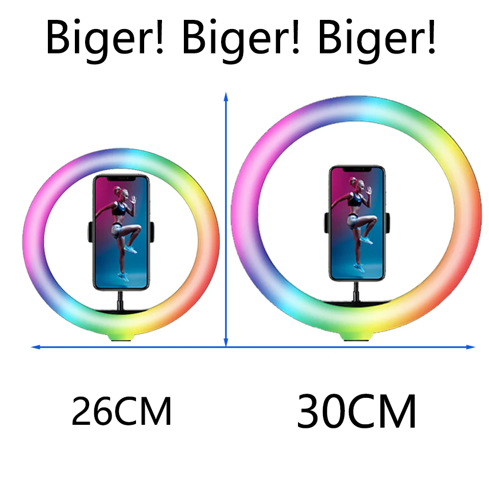 RGB Color Soft Ring Light With Desk Long Arm Tablet Tripod Photography Lighting Selfie RingLight Circle Lamp Phone Holder Stand |