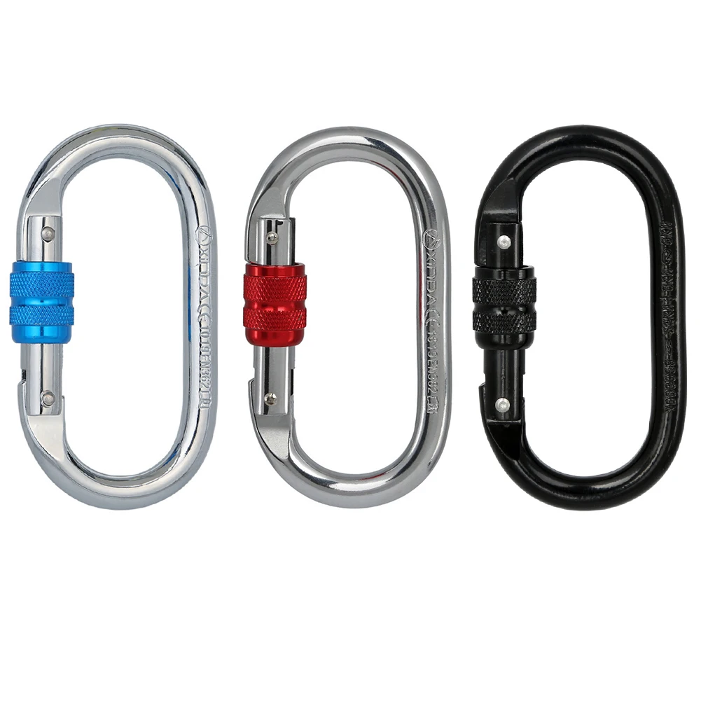 

25KN Mountaineering Caving Rock Climbing Carabiner D Shaped Safety Master Screw Lock Buckle Escalade Equipement