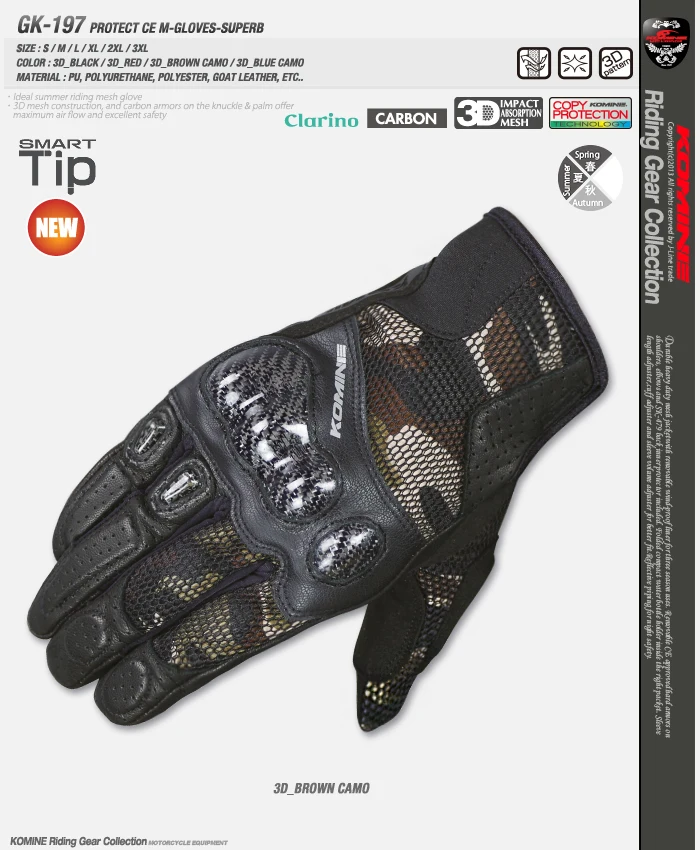 

Komine GK 197 3D Protect Gloves Motorcycle Guantes Motorbike Mountain Bicycle Dirt Bike Cycling Luvas Mens