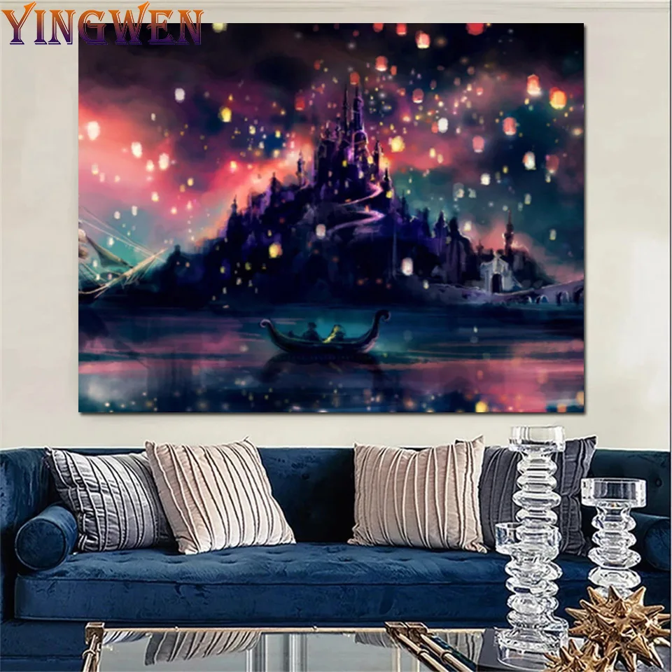 

DIY Castle Lantern Sea Full 5D Diamond Painting Cross Stitch Kits Art Scenic 3D Paint By Diamonds Embroidery Mosaic Decor Home