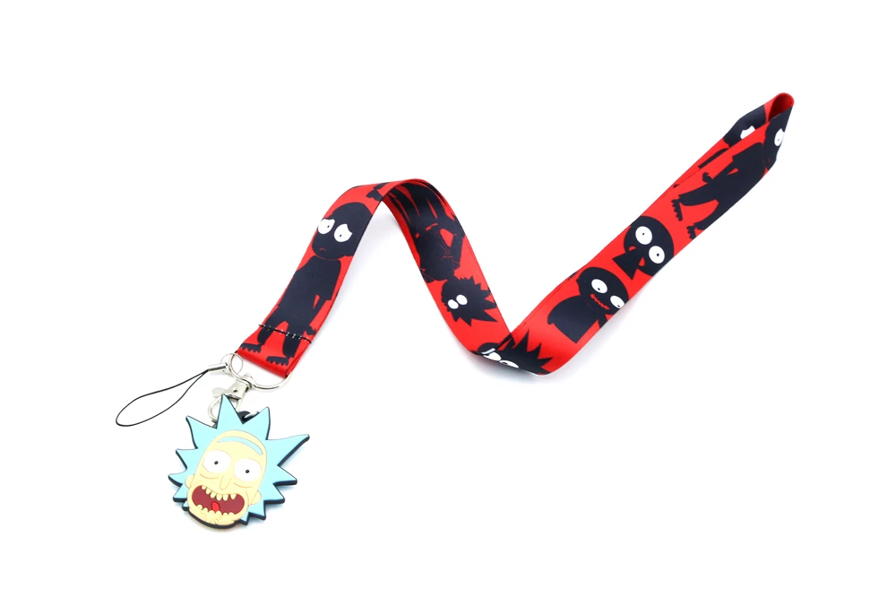 Lanyard keychain D Мультяшный Рик и Морти ремешок на шею ремешок для мобильного телефона держатель ID значок веревка милый брелок - Цвет: Lanyard keychain D