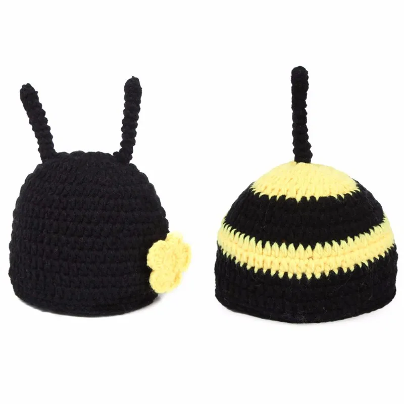 

0-6Months Newborn Baby Photography Prop Animal Cosplay Bee Crochet Knitted Infant Soft Woven Photo Costume
