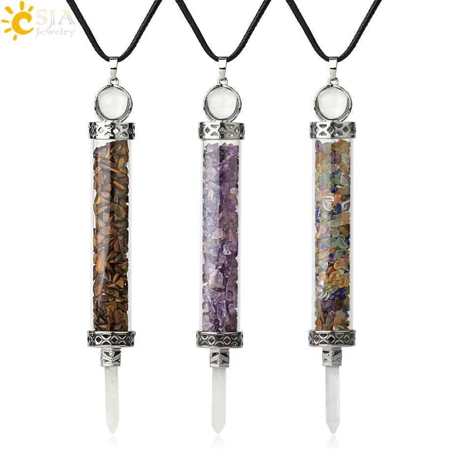 CSJA подвеска в виде бутылки желаний из натурального камня ожерелья кристаллы