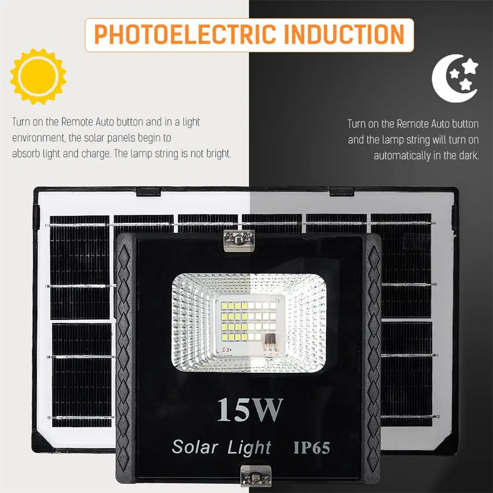 15W Solar LED Flood Light Remote Control Spotlight IP65 Waterproof Street Dimmable Outdoor Garden Lamp Timer Function | Освещение