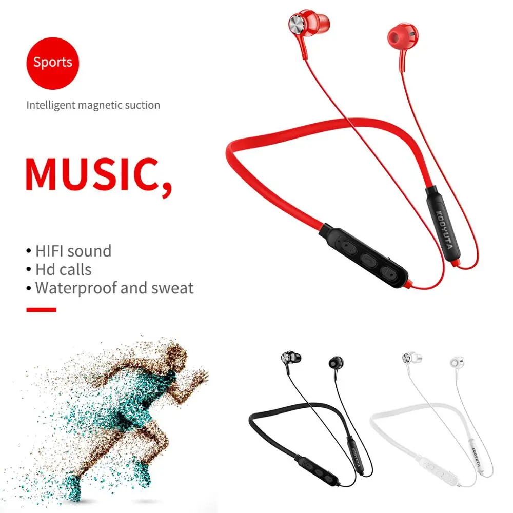 

Wireless bluetooth headset, sports long standby, high-quality stereo, waterproof with microphone, magnetic neck-hanging headset