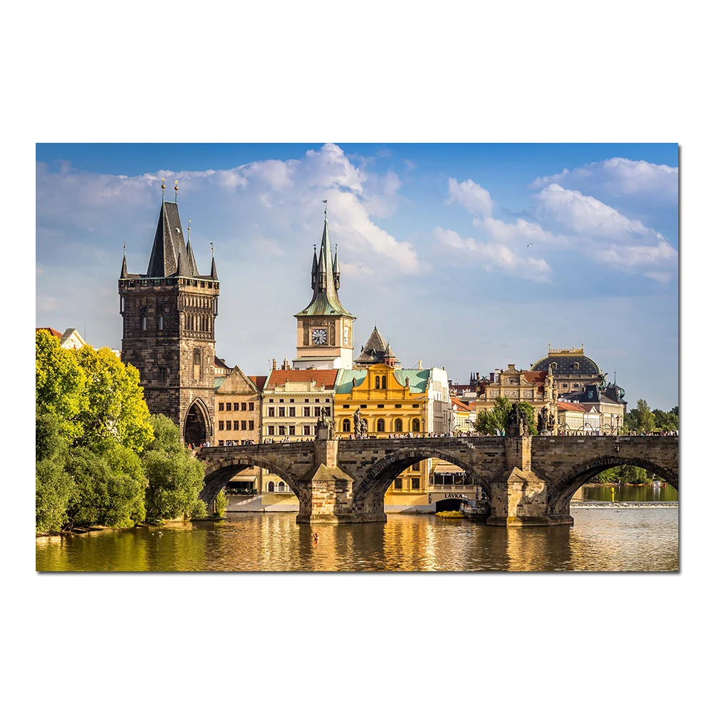 Прага Чарльз Мост Чехия городской пейзаж плакат холст ткань печать живопись для