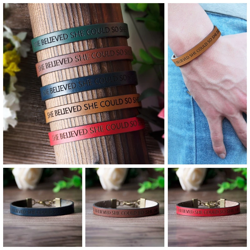 Она верила что может так она делает Выгравированные буквы браслет на магнитной