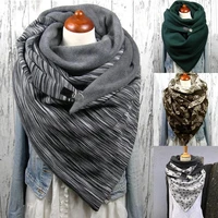 women winter butterfly star print button soft neck wrap thick warm scarf shawl