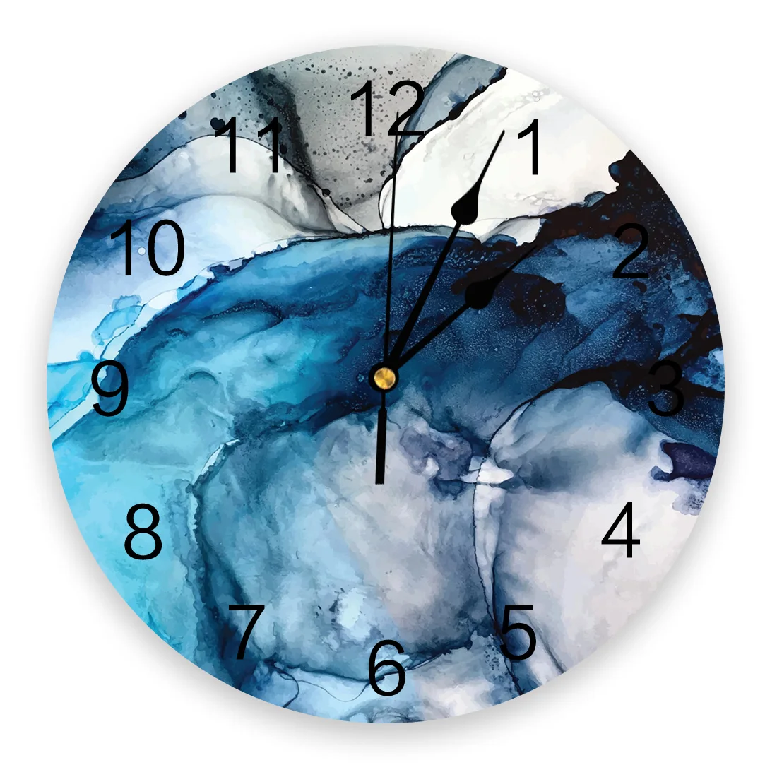 

Blue Sea Ink Painting Wall Clock Home Decor Bedroom Silent Oclock Watch Wall for Kitchen Living Room Wall Digital Clock
