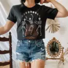 Цветной Готический танцующий скелет со зрительным рисунком женский 100% хлопок забавный графический tumblr Повседневная модная футболка унисекс