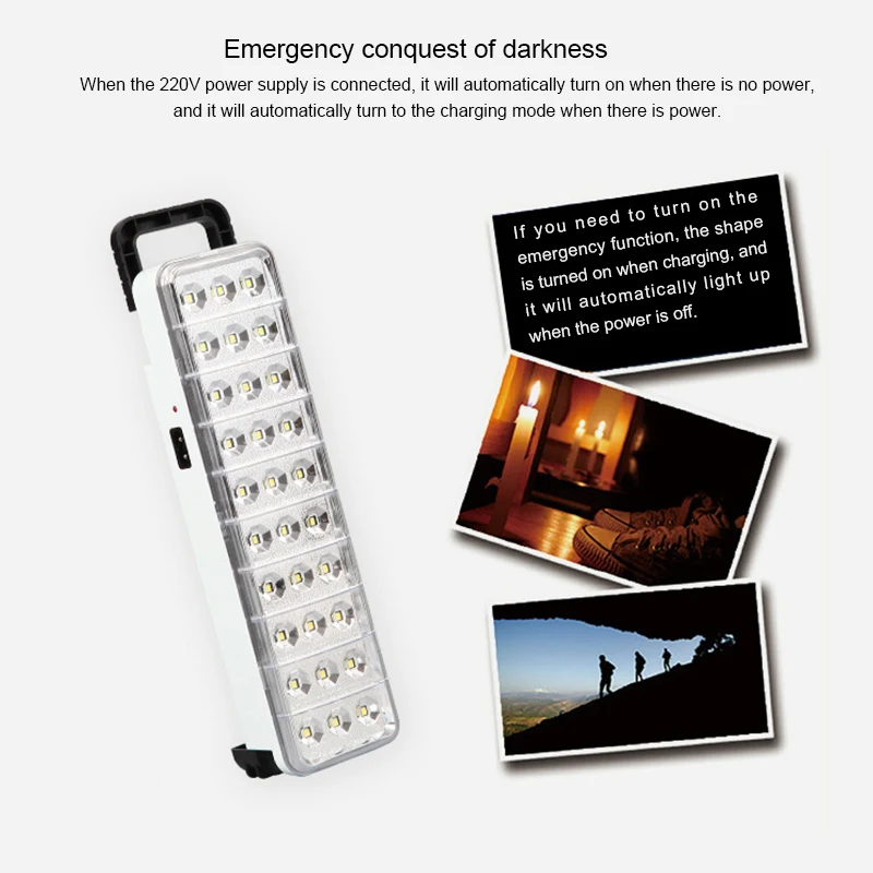 30LED многофункциональная Перезаряжаемые аварийный светильник энергосбережения