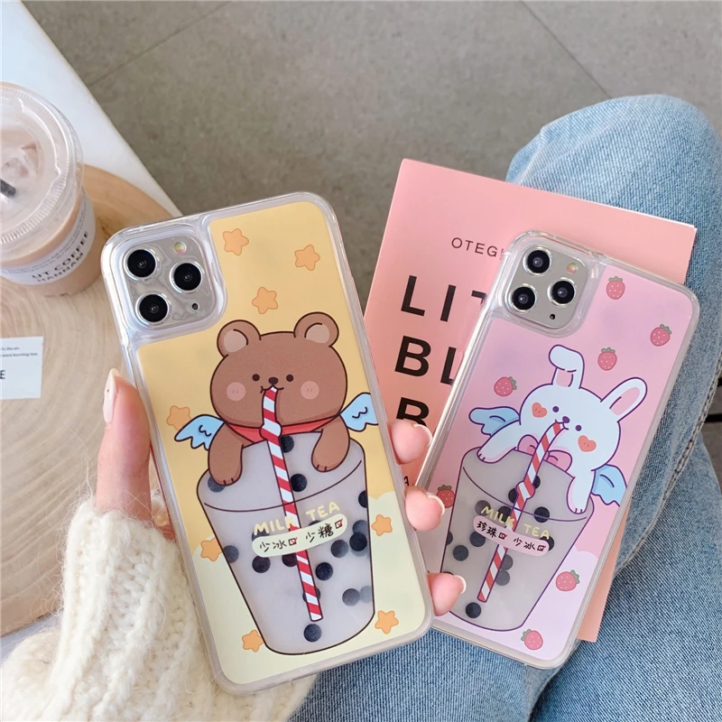 Для iPhone 11 Pro X XR XS Max 8 7 Plus динамические Пузырьковые перламутровые ЖИДКИЕ ТЕНИ блестящий чехол